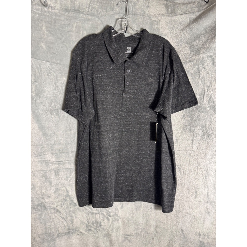 Quiksilver Mens XXL Polo Shirt Charcoal Heather‎ Grey Short Sleeve Tri-Blend New